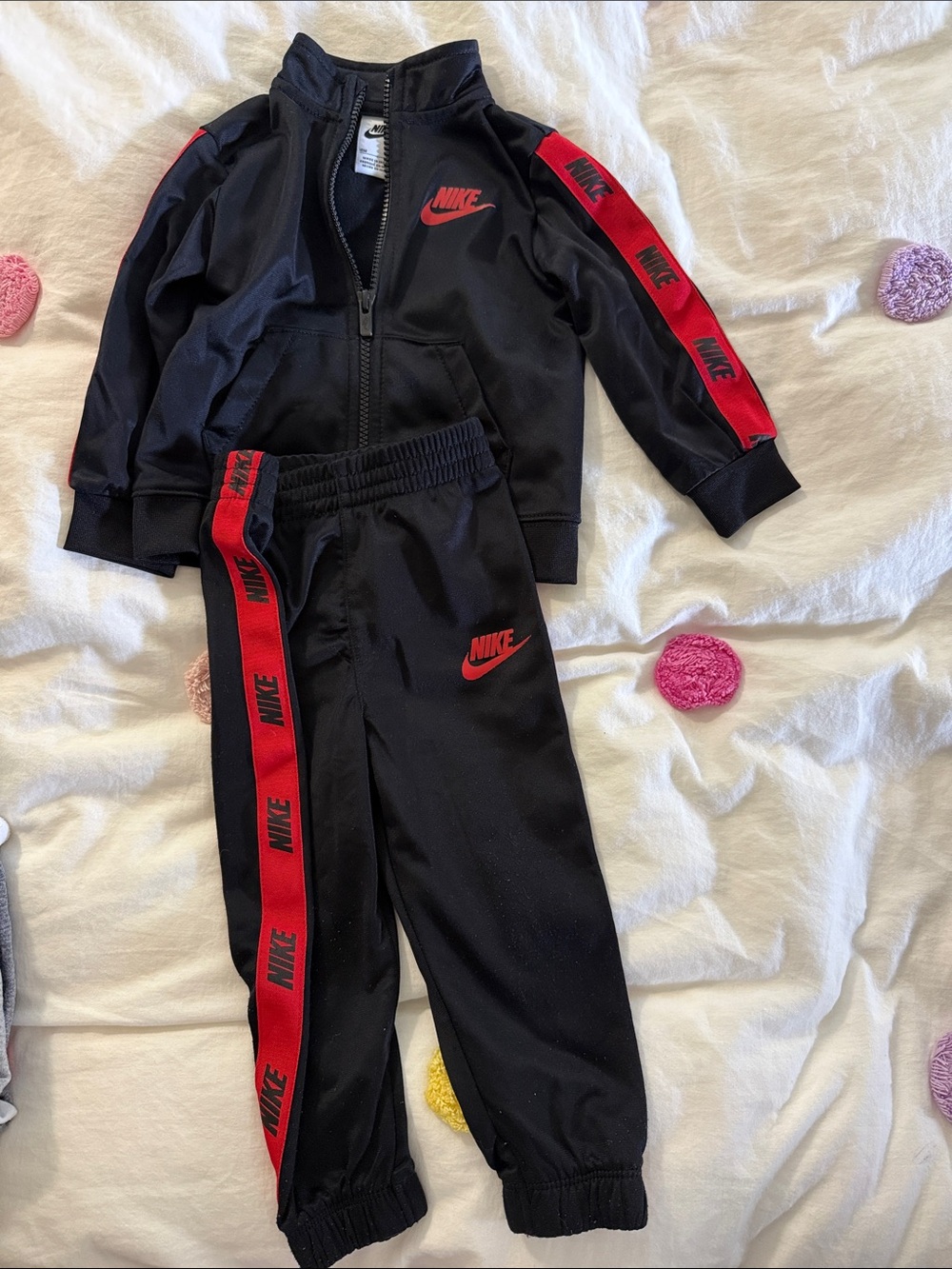 Nike Black and Red Kids Track Set